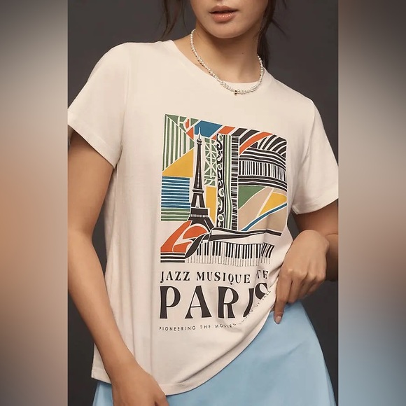 Anthropologie Tops - ANTHROPOLOGIE Wild Fever Studio X Paris Graphic T-Shirt Artwork By Edith Kurc M